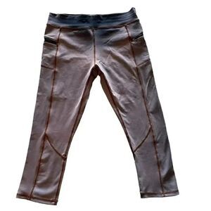 Cali Sport Purple Heathered Yoga Running Sporty Capri Leggings Sz S